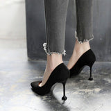 High-Heeled Women 2025 New Fine-Heeled Fashion Work Shoes Women's Professional Velvet Single Shoes