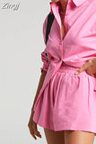 with Shirt Set Casual Green Long Sleeve Top Two-piece Suit Female Oversize Loose Summer Two Piece Set Women