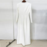 Star Temperament Dress Embroidered Nails Flowers Long Sleeve Open Fork Long