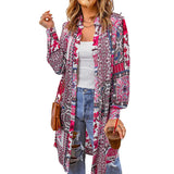 Beach Coat Bohemian Shirt Clips Loose Casual Printed Long Cardigan Women's