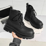 Zingj / Winter 2023 Thick Bottom Martin Boots Male Carbon Black Trend Plus Velvet Derby Shoes British Locomotive Short Boots