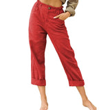 Leisure Summer Solid Color Cotton Linen Fashion Loose High Waist Casual