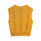 Flowers Embroidery Yellow VestOutfit