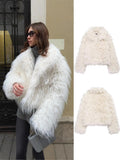 Women's ZA Autumn And Winter New White Fur Collar