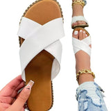 Leopard Cross-Edup Flat-Bottomed Slippers Women Wear Transparent PVC Light Beach Cool Drag