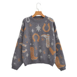 Women's New Round-Neck Long-Sleeved Silk Knitted Sweater