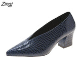 V-neck Patent-leather Single Women Shoes High Heels Spring Versatile Retro Chunky Single Shoes Zapatos De Mujer