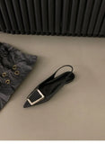 Flat-Bottomed Black-Headed Sandals Fairy Shoes 2025 New Spring And Summer Pointed Drill Temperament Single