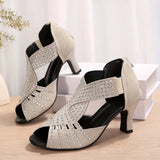 2025 Spring And Summer New Water Drill High Heel Fish Mouth Sandals Large-Size Coarse Fashion Sandals