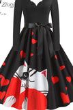 Women Plaid Print Winter Dress Black Long Sleeve Vintage Christmas Party Pin up Rockabilly Dress Robe Femme