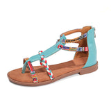 Sandals Women 2025 Spring And Summer New Round Head Flat With Bohemian National