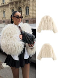 Women's ZA Explosion Autumn And Winter New Artificial Fur Effect Collared Long-Sleeved