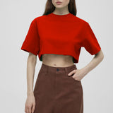 Spring Summer New Pure Color Short T-Shirt Women Hot Y2K Cotton Short-Sleeved Top Hot