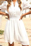 Dress Woman Summer Polka Dot Print Mini Dress Liade Elegant Casual Short Sleeve V Neck Sundress Feale Short Lace