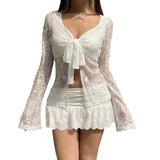 Hersting Sexy Spice Girls Lace Perspective Kinesi Design V Collar Cardigan Holiday Wind With Sunscreen Thin