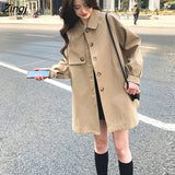 Women Basic Classic Daily All-match Temperament Popular Causal Korean Style Autumn Ladies Loose Retro Minimalist Pure