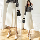 Long Pleated Skirt Female Spring / Summer 2025 New High-Waist A Line Black Suit Skirt Korean Version Versatile Commuter