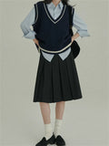 With College Girl Autumn New Retro Temperament Comfortable V-Necked Waistge