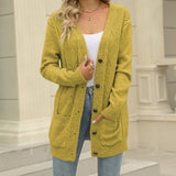 Long Coat Women's Long Dress Long Female Solid Color Mah-Button Cardigan Long-Sleeved British