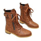 Women's Autumn And Winter New Martin Boots Fashion Solid Color Side Zipper Low-Heeling Mid-Sleesize