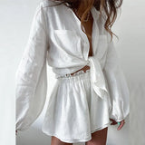 Women's Casual Fashion Sleek Sleeker Shorts Shirt Set In Summer