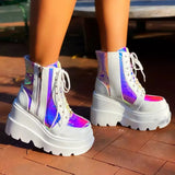 Autumn And Winter New Tape With Thick Bottom Mid-Sleet Boots Women's Taizhou Bright-Faced Low-Bush Martin