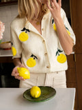 Women's Spring And Summer New Sweet Age-Reed Sweater Short-Sleeved Casual Knitted Sweater Cardigan