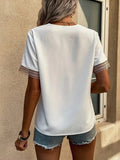 Casual Loose Blouse Women V-Neck Streetwear Shirt 2023Summer Fashion Basic Top Women Party Clothing Shirt