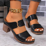 Dew A Word High-Heeling Slippers Women's New Coarse And Embossed Fashion Cool