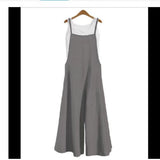 2025 Cotton Backpack Trousers Loose Solid Color Strap Broad Leg Pants Casual