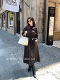 Xixi 2025 Autumn New White Label Simple With Long-Sleeved Leather Coat Loose With Wind Coat