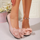 Spring New Large-Size Tip Heel Single Shoes Bean Bean Shoes Bows Casual Single Shoes