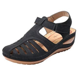Summer New Large-Size Hole Shoe Bag Head Retro Sandals Magic Sticker Hollow Slope And Round Head Women's