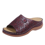 Women's Shoes 2025 Summer Flower Fish Mouth Sandals Hollow Slope And Cool Slippers Women's