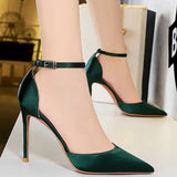 Shoes Green Blue Women Pumps Fashion Women Office Shoes Sexy High Heels Silk Stiletto Heels Women Sandals Plus Size