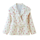 Spring/Autumn Women's Fashion Sweet Broken Flower Suit T-Neck With Long Sleeved Suit