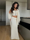 Glutinous Sweater Three-Piece Tset Tset With Long Skirt And Open Shirt Gentle And Sleek