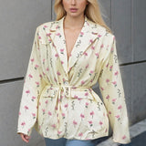 Autumn And Winter New Fashion Waists Thin Tie Loose V-Neck Coat
