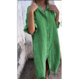 New Spring And Summer Loose Leisure Sleeve Cotton Shirt Dress