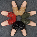 And Autumn New Bag Head Half Slippers Women Flat Bottom Side Of The Casual Lazy Muller Shoes Size