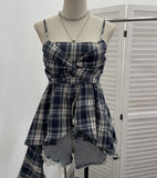 Shooting Irregular Skirt Lattice Sling Vest Women's Summer Design Sleeveless Top