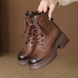 Layer Of Cowhide Martin Boots Women 2025 Autumn And Winter New Thick-Bottomed Fashion Light, Anti-Slip Coarse And Leather Short