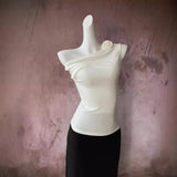 Zingj Rose Top Female Swing Collar Three-Dimensional Flower Sleeveless Vest Slim Show Thin Temperament Can Be A Word Shoulder