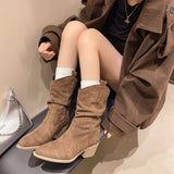 Autumn And Winter Fashion Boots Coarse And Retro Lazy Wind Chivalrous Languid Boots Piles Of Boots Meirad Pointed Women's