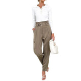 Zingj 2023 New Fashion Solid Color Polo Collar Slim Top Casual Harron Suit Suit-Outfit