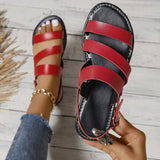 Buckle Flat-Soled Sandals Women Retro-Style Buckle Beach Cool Slippers