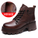 Kraft With Martin Boots Girl Autumn And Winter Leather Two Cotton Boots Children Thick And Loose Cake Single Boots Retro