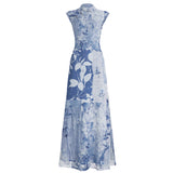 Purple Rhyme Abstract Print Dress New Chinese Style Improved Cheongsam Dress Sleeveless Body New Long Dress
