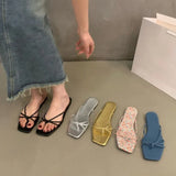 Flat-Bottomed Flip-Flop Fairy Shoes Wear 2025 New Summer Beach Cool Drag Silver Cool