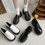 English Wind With Jk Small Leather Shoes Women Round Head With Thick Soles Students With Skirts Two Wearing Lef